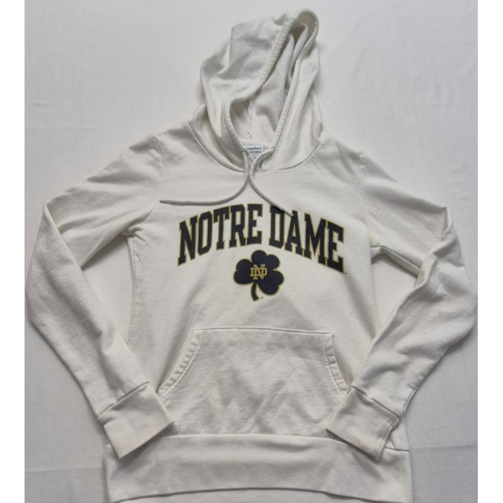 Noter Dame Fighting Irish women's white‎ hoodie sweatshirt front pocket sz. Sm